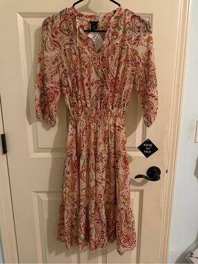 Kate And Lily Cream Floral Paisley Midi Dress